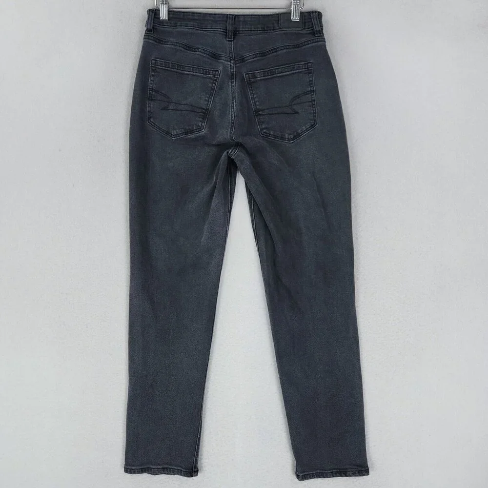 American Eagle Jeans Womens 6 Washed Black Mom Jean Stretch High Rise Denim - Picture 7 of 12